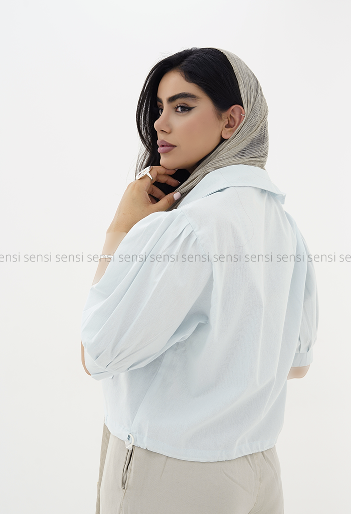شومیز سرشانه چین باکسی کد1005904